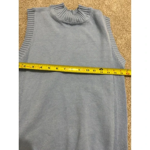 PRETTYGARDEN Womens Light Blue Mock Neck Knit Sweater Vest Sleeveless Size M - Picture 6 of 8